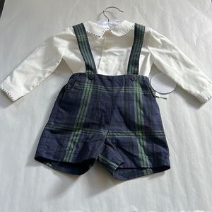 Edgehill Collection Long Sleeve Peter Pan Collar Shirt & Short Set